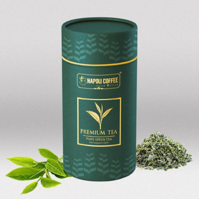 TRÀ XANH PREMIUM TEA Napoli Coffee Cao Cấp Cầu Đất Đà Lạt Giúp Định thần, Đậm vị, Hậu Ngọt Thơm Lâu - Lon 100g