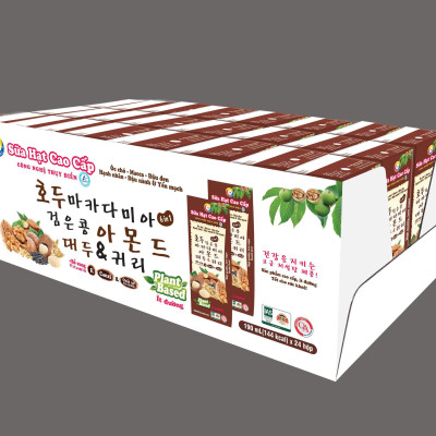 Sữa hạt cao cấp Óc chó-Macca-Đậu đen-Hạnh nhân-Đậu nành & Yến mạch 190ml (24 hộp/thùng)