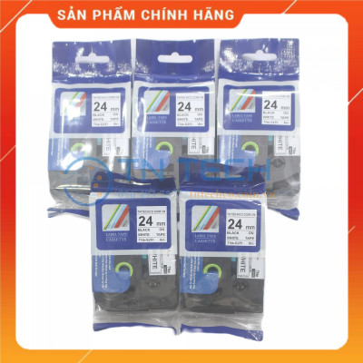 Nhãn In TNE-S251 - Đen nền trắng 24mm x 8m - Dùng cho máy in BROTHER - AIMO - PUTY [Hàng nhập khẩu]