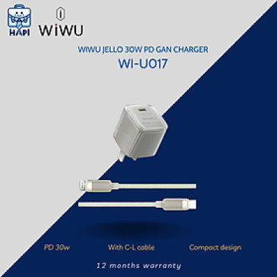 Bộ sạc nhanh 20W hàng chính hãng WiWU Jello U017 dành cho iP, kèm cáp C to L