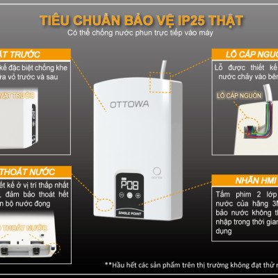 Máy tắm nước nóng OTTOWA TE4501, hàng chính hãng
