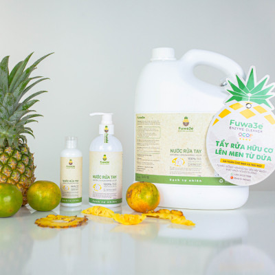 Nước rửa tay sát khuẩn Fuwa3e hữu cơ mùi tinh dầu quýt từ chế phẩm Enzyme sinh học 3.8L