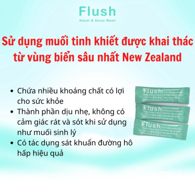 Combo 3 Hộp Muối Biển NewZealand Tinh Khiết FLUSH Rửa Mũi Cho Trẻ Hộp 30 Gói