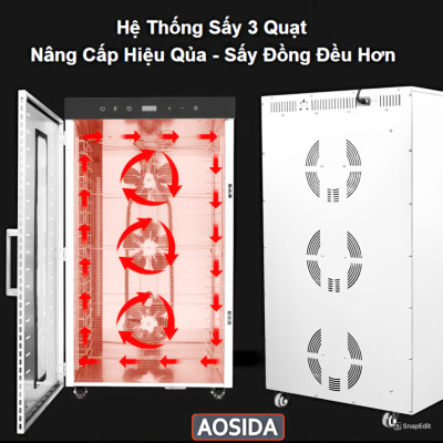 Máy sấy thực phẩm công nghiệp thương hiệu cao cấp AOSIDA SS-24H 24 khay - Dung tích 215L - Hàng nhập khẩu