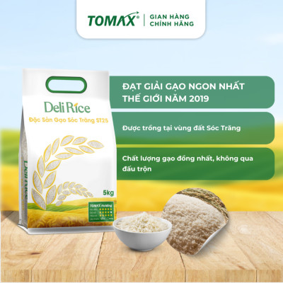 Combo mix 2 túi 5kg gạo ST25 và Đài Thơm TOMAX - tơi xốp, dẻo thơm, thượng hạng
