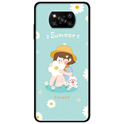 Ốp lưng dành cho Xiaomi Poco X3 mẫu Cô Gái Ôm Hoa Trắng