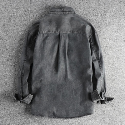 Sơ mi denim wash bụi phong cách Vinstage_dã ngoại_Biker