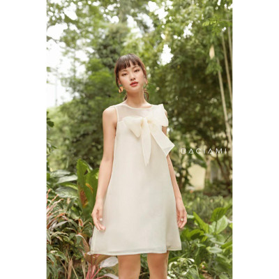Baciami-Đầm Voan Ngắn Tay Nơ Ngực
