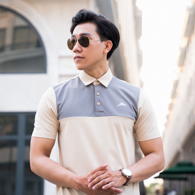 Áo Polo Nam Thể Thao Cổ Sơ Mi ALLPUR CoolMax Siêu Mát - Ngăn mùi - Màu Kem Phối Xám