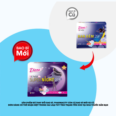Băng vệ sinh ban đêm Diana Sensi Night 29cm (Gói 4 miếng)