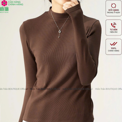Áo giữ nhiệt nữ Hiền Trần BOUTIQUE cổ cao dài tay chất vải thun kiểu dáng ôm nhẹ phong cách thanh lịch-A6