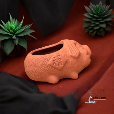 Chậu Gốm Đất Nung Hình chú Heo Con Mini