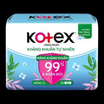 Combo 4 Băng Vệ Sinh Kotex Hằng Ngày Kháng Khuẩn Hương Tự Nhiên - Gói 20 miếng
