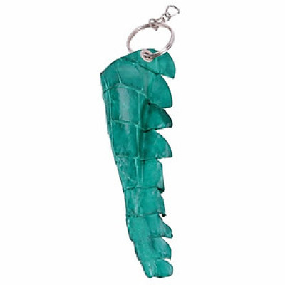 Móc khóa da cá sấu Huy Hoàng gai đuôi màu xanh lá HT8243