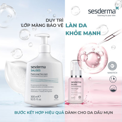 Sữa rửa mặt tạo bọt dịu nhẹ Sesderma Salises cho da dầu mụn 300ml