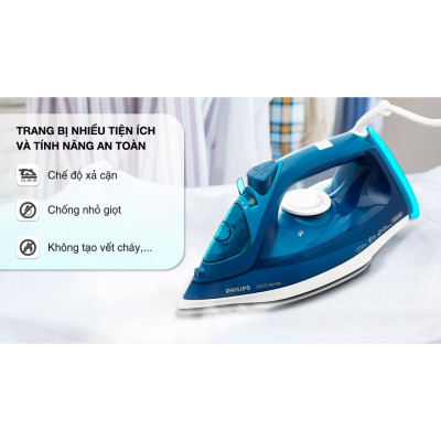 Bàn là, bàn ủi hơi nước cầm tay Philips DST3040, công suất 2600W, phun hơi tự động, bảo hành 2 năm| Hàng Chính Hãng