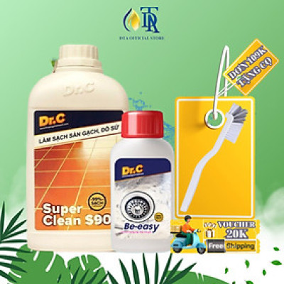 Combo Tẩy Bồn Cầu Bị Ố Vàng,Tẩy Gạch Men,Tẩy Xi Măng S90+Bột Thông Cống Cực Mạnh,Tẩy Lồng Máy Giặt,Thông Bồn Cầu Be-easy Dr.c