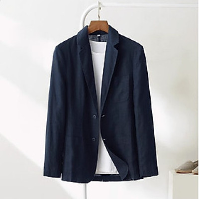 Áo khoác nam blazer linen basic, tay dài chất dày dặn đứng form, phong cách hàn quốc