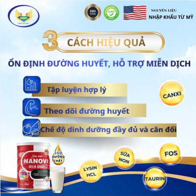 COMBO Mua 3 Tặng 1 Sữa non Nanovi Diabest 900g - Chuyên Biệt Dành Cho Người Tiểu Đường và tặng kèm 1 hộp OMEGA 3-6-9