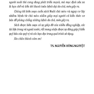 Nuôi Chó Mèo Và Nguy Cơ Lây Nhiễm Bệnh Từ Chó Mèo (Tái bản 2025)