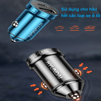 Tẩu sạc nhanh ô tô Hyundai HY-40C tích hợp 2 cổng PD+QC3.0 - Hàng Nhập Khẩu