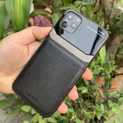Ốp lưng da kính cao cấp dành cho iPhone 11 Pro Max - Màu đen - Hàng nhập khẩu - DELICATE