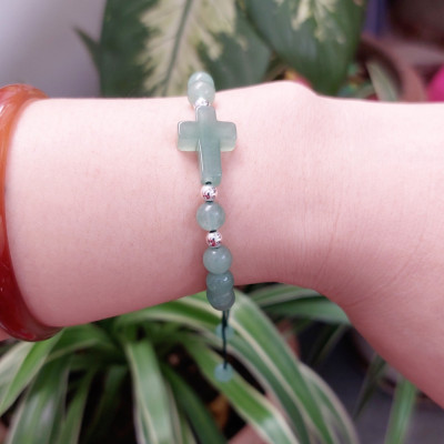 Vòng chuỗi mân côi đá thạch anh xanh thiên nhiên 