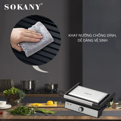 Máy kẹp nướng đa năng 3IN1 SOKANY SK-08092 công suất cao 1500W, bộ 3 khay nướng đa năng, tháo lắp dễ dàng vệ sinh - HÀNG CHÍNH HÃNG - DELIYA