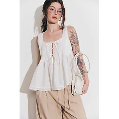 DOTTIE - Áo kiểu chiết ly - Trắng - T1130