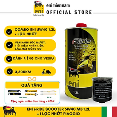 (HCM) Combo Eni Scooter MA2 5W40 1.2L + Lọc nhớt cho Vespa/Piaggio