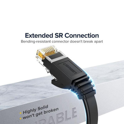 Ugreen UG50182NW102TK 30M cáp mạng dẹt Cat6 26AWG CCA Gigabit UTP LAN màu đen - HÀNG CHÍNH HÃNG