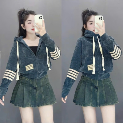 Áo khoác 6 túi nhung đôi sang trọng nữ Top Women Jachet