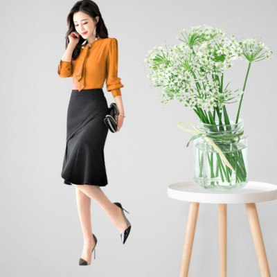 Chân váy đuôi cá công sở nữ dáng midi dài 60cm hàng thiết kế chân váy Hàn Quốc vải kaki thun co giãn New Design MS009