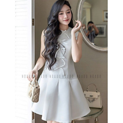 Đầm trắng sát nách đính nơ NGADO , đầm kiểu Nữ , đầm dự tiệc