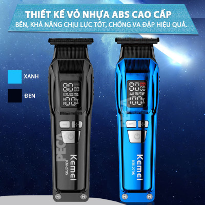 Tông đơ chấn viền Kemei KM-2795 lưỡi cắt mạ carbon DLC cao cấp công suất mạnh mẽ 8W sạc nhanh USB pin lâu - Chính hãng