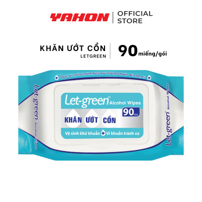 Thùng Khăn Ướt Cồn LET-GREEN 90 Miếng/Bao, 24 Bao/Thùng
