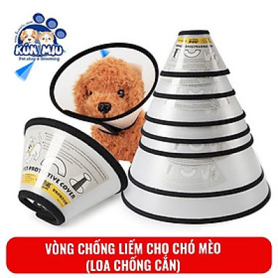 Vòng chống liếm, loa đeo cổ cho chó mèo Kún Miu chất liệu nhựa PP an toàn