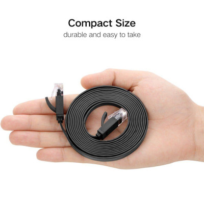 Ugreen UG50182NW102TK 30M cáp mạng dẹt Cat6 26AWG CCA Gigabit UTP LAN màu đen - HÀNG CHÍNH HÃNG