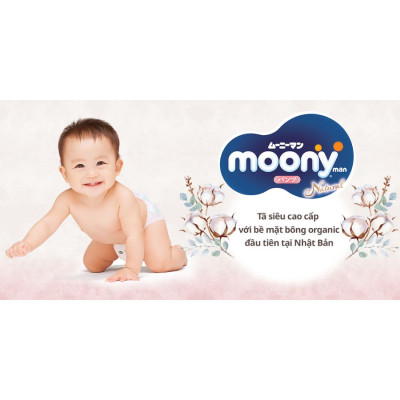 Tã/bỉm quần Moony cao cấp Natural đủ size M46/L36/XL32 Vaca Baby House