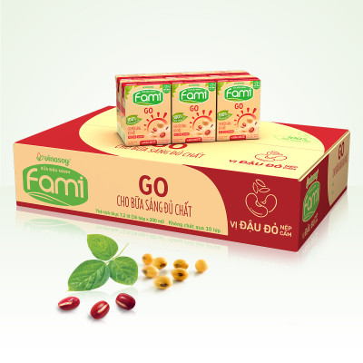 Thùng Sữa Đậu Nành Vinasoy Famigo Đậu Đỏ Nếp Cẩm (200ml x 36 Hộp)