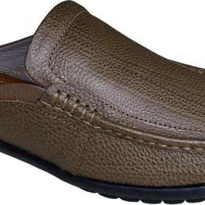 Giày sục nam da bò  Trường Hải màu xanh rêu đế cao su không trơn hàng may chắc chắn thời trang cao cấp BMN0200