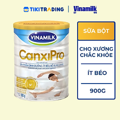Sữa bột Vinamilk CanxiPro 900g (Hộp thiếc) - Sữa bổ sung Canxi cho người già cao tuổi, Tốt cho xương khớp - 900g
