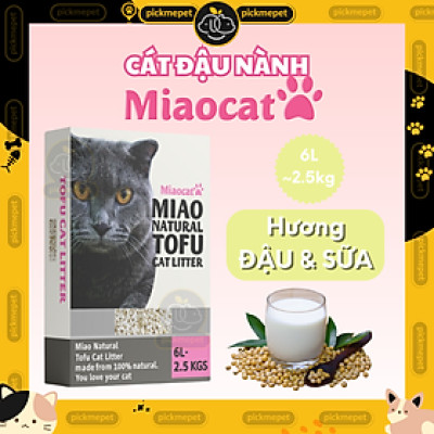 Cát vệ sinh đậu nành MIAO NATURAL TOFU 6L- siêu khử mùi, ít bụi. Có thể xả bồn cầu (Miaocat)