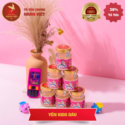 YẾN SÀO 30% YẾN CHƯNG SẴN VỊ DÂU TÂY CHO BÉ NHÂN VIỆT KIDS - NHÂN VIỆT
