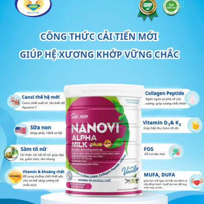 COMBO 3 lon Sữa Non Nanovi Alpha Milk Plus bổ sung Canxi