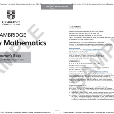 Cambridge Primary Mathematics Learner