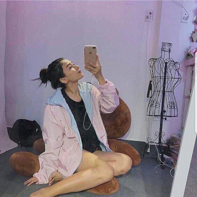  Áo khoác nữ dù 2 lớp phối sọc tay có nón dễ thương - M092