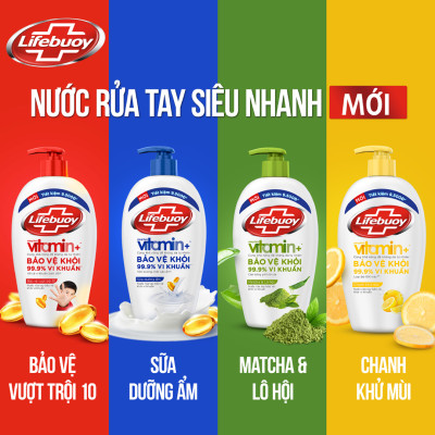 Nước rửa tay Lifebuoy Bảo vệ khỏi vi khuẩn 450gr - Bảo Vệ Vượt Trội 10