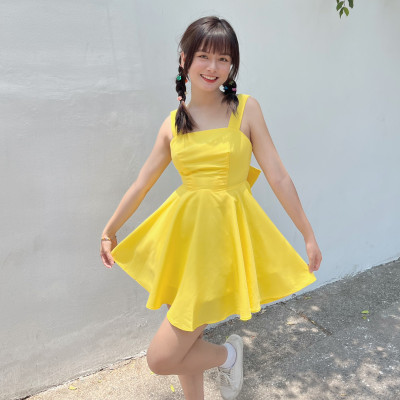 Đầm hai dây bản to thắt nơ lưng Kayline Miều Est.2013