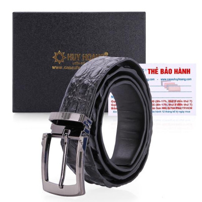 HC4727-28-29-31 - Thắt lưng nam da cá sấu Huy Hoàng gai lưng 3,5P đầu kim màu đen, nâu đất, nâu đỏ, vàng bò